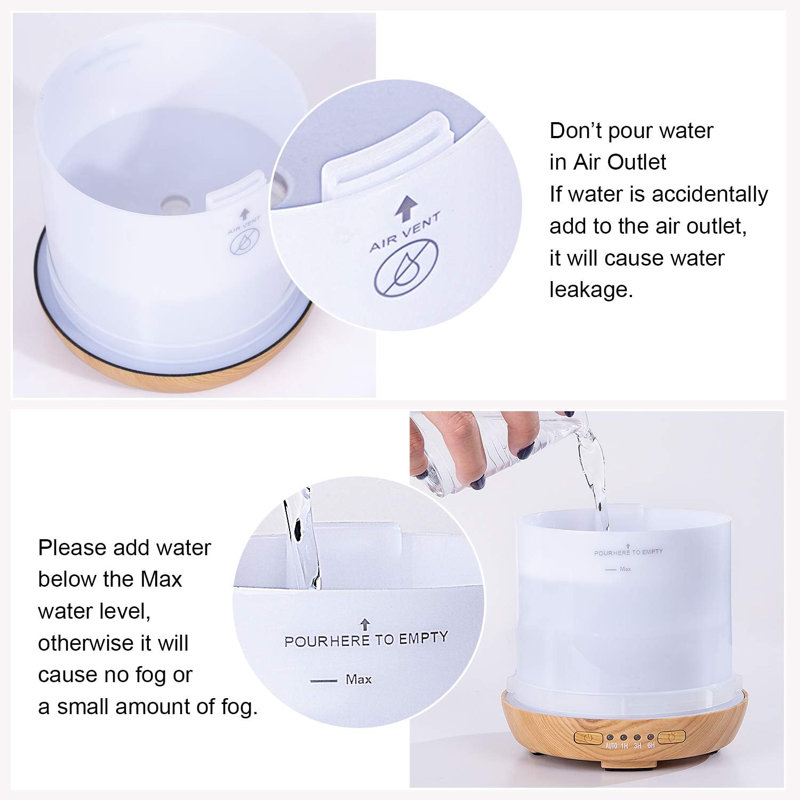 Diffuseur d'huile essentielle de lune, humidificateur à brume fraîche en verre avec 4 minuteries