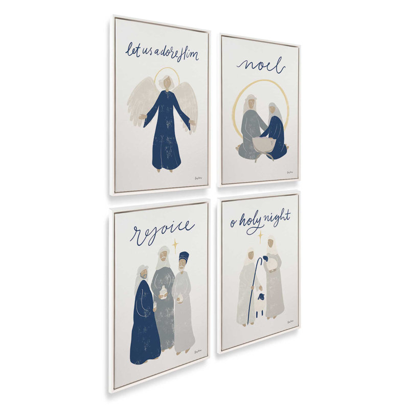 Bethlehem's Glow, ensemble de 4 impressions sur toile, H 13 po x l 36 po, Blanc opaque