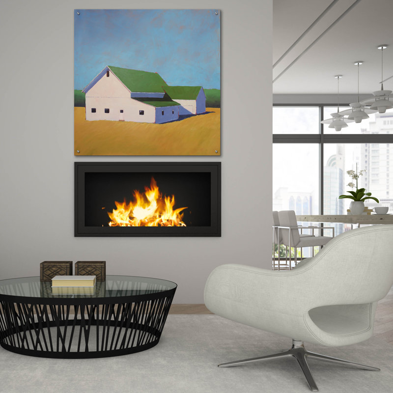 Art mural en verre épique «Homestead Barn 7» par Carol Young, 36 po x 36 po, H 36 po x l 36 po