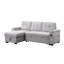 Gris, canapé-lit modulaire réversible, l 84 po, accoudoir de rangement, porte-gobelet, siège à ressorts ensachés, 3 sièges, ports de charge de 18,5 po de profondeur,