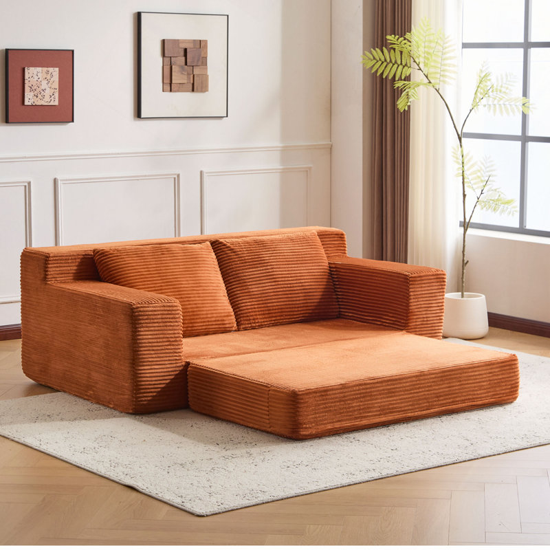 Canapé-causeuse, canapé-lit confortable à assise profonde, petit canapé moderne en velours côtelé pour la chambre à coucher du salon, coussin réversible avec coussins, aucun assemblage requis