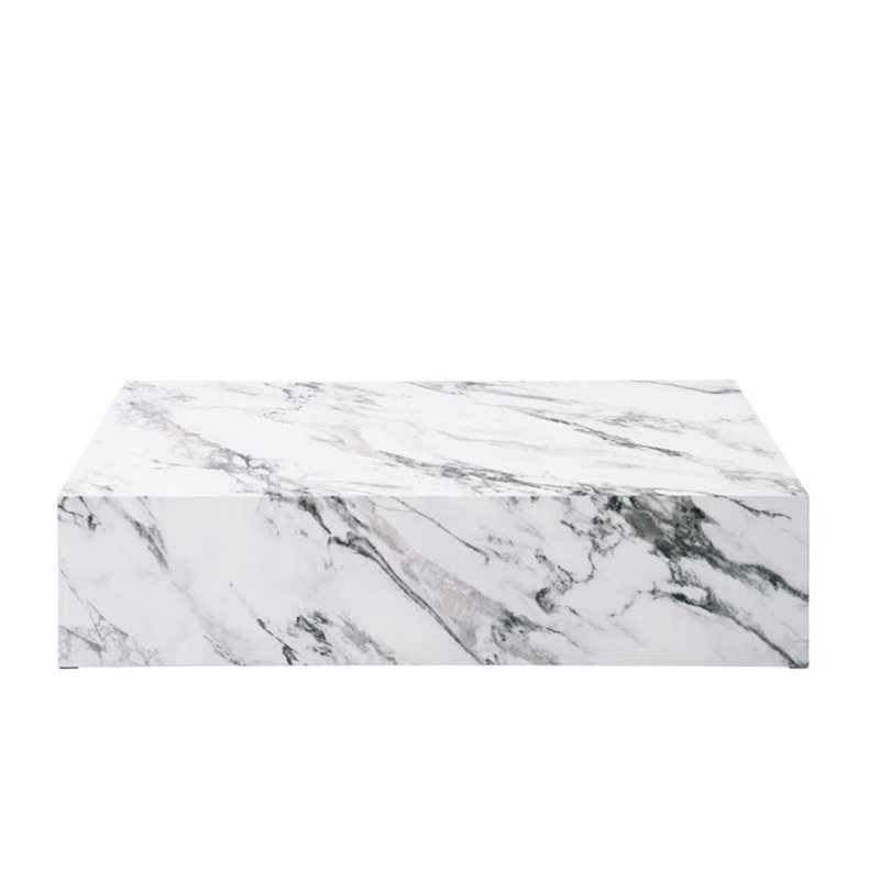 Fritzy Rectangular Coffee Table In White Engineered Stone