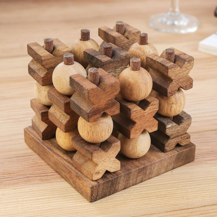 Mosaic Tic Tac Toe - Wooden Strategy Game-236V