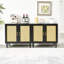 Buffet moderne à portes en rotin avec tablettes réglables et rangement spacieux