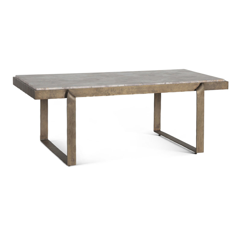 Rhodes 49" Coffee Table with Capri Beige Marble Top and Antique Brass Base