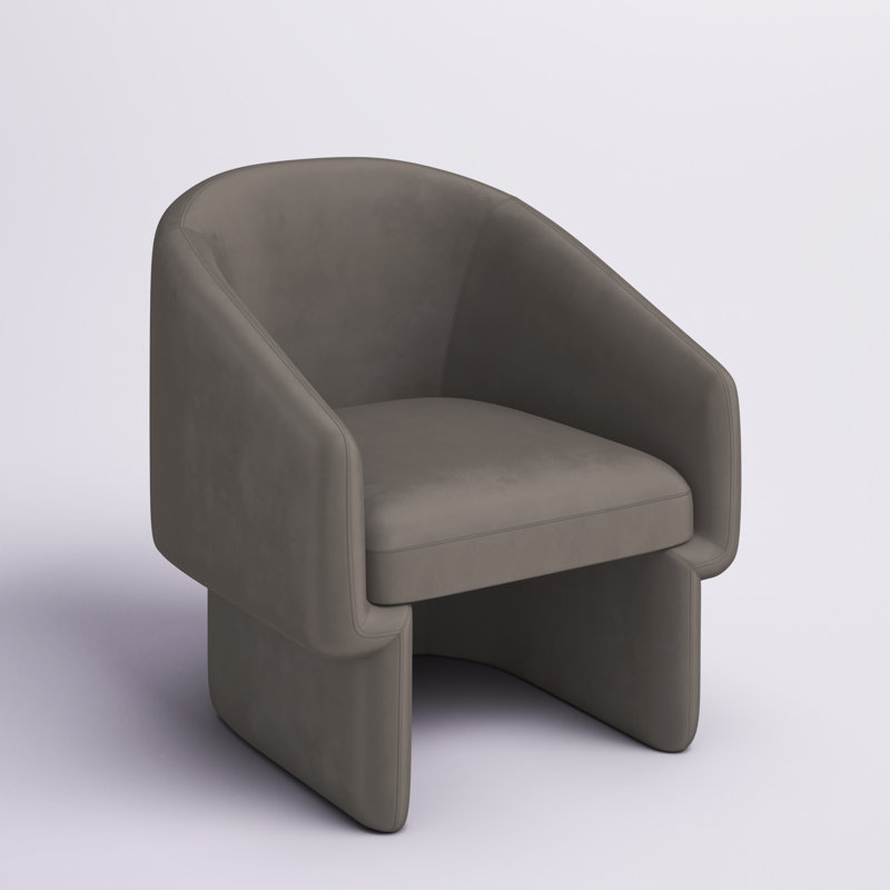 Mia Upholstered Wide Barrel Chair, Dark Gray Velvet