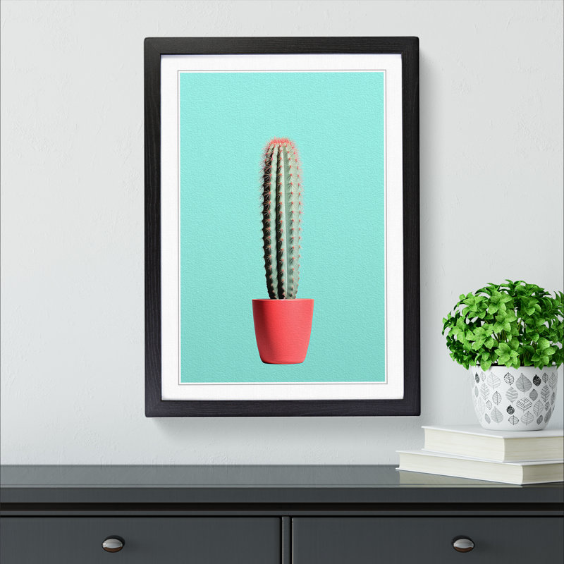 Cactus Minimalism No.2 - Framed Print, Black Framed, 46cm H x 34cm W x 2cm D
