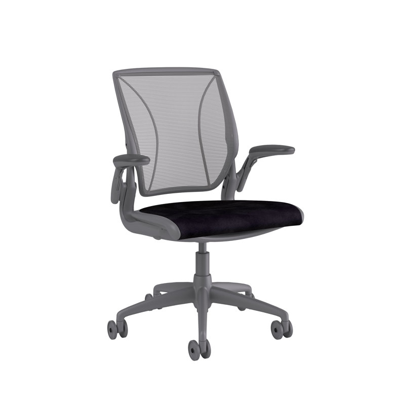 Mesh Task Chair, Gray, Pinstripe/Silver, Pinstripe/Silver