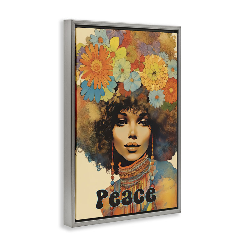Cadre flottant Peace Peace, Cadre flottant gris lustré, H 25 po x l 17 po