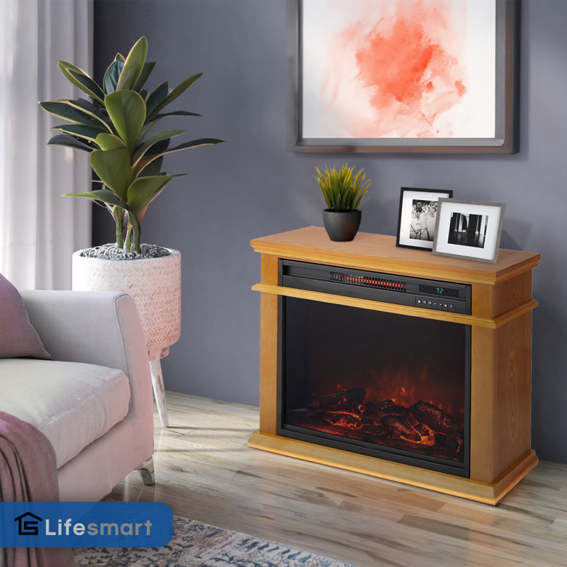Golden Oak 1500 Watt Portable Electric Fireplace Heater with Remote Control