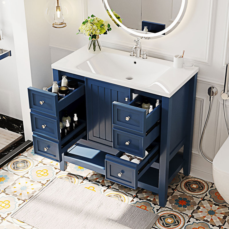 Bathroom Vanity With Sink, Blue