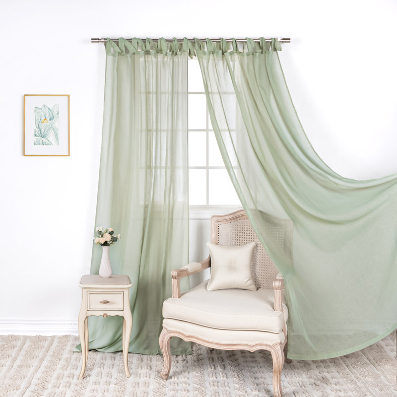Elyse One Allium Way® Solid Semi-Sheer Tab Top Curtain Panels, Reseda, 52" W x 96" L