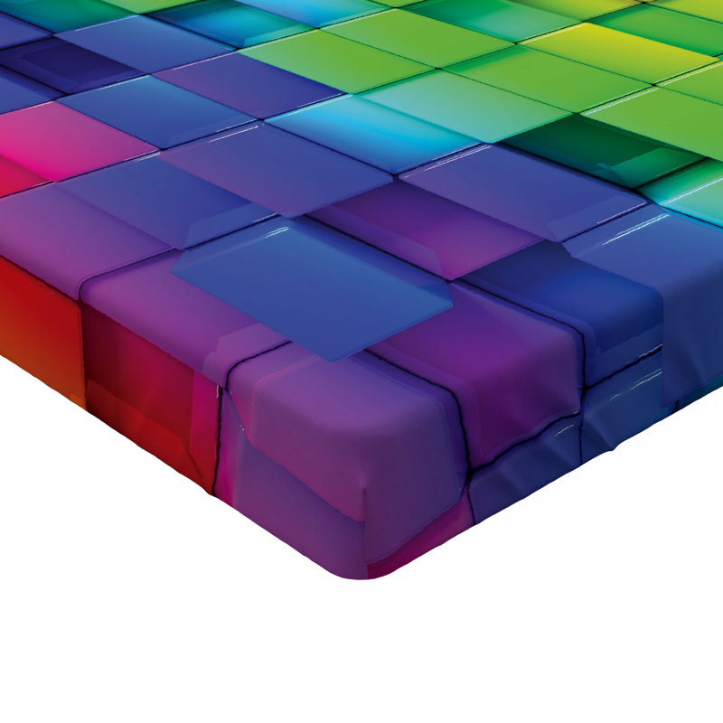 Queen Multicolor Microfiber Geometric Fitted Bed Sheet