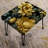 Dark Blue And Yellow Damask Realm - Damask Rectangle Ottoman
