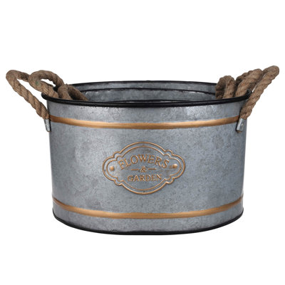 3 pots décoratifs en métal avec poignées en corde et ornement doré, teinte grise multicolore, option de rangement peu encombrante, 4,2 lb de détails gigognes, multicolore, métal galvanisé, esthétique chalet, rangement,