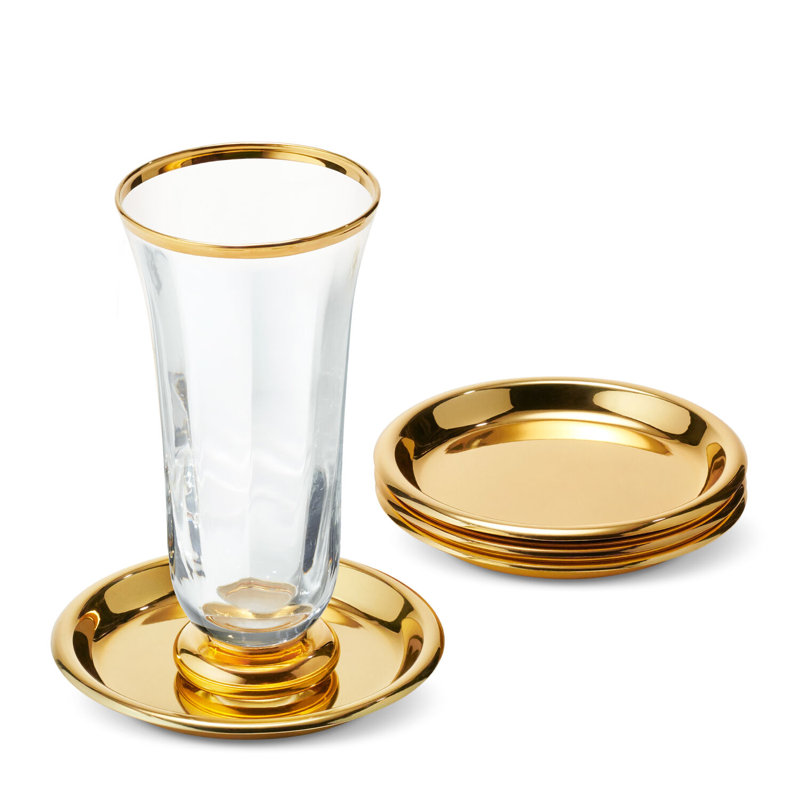 Sophia Hand-Blown Crystal Flute Glasses with Gold Rim, Set of 2