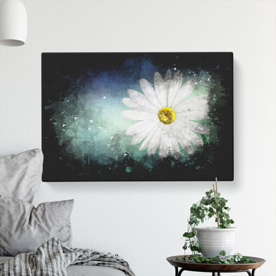 White Daisy Vol.2 Paint Splash - Wrapped Canvas