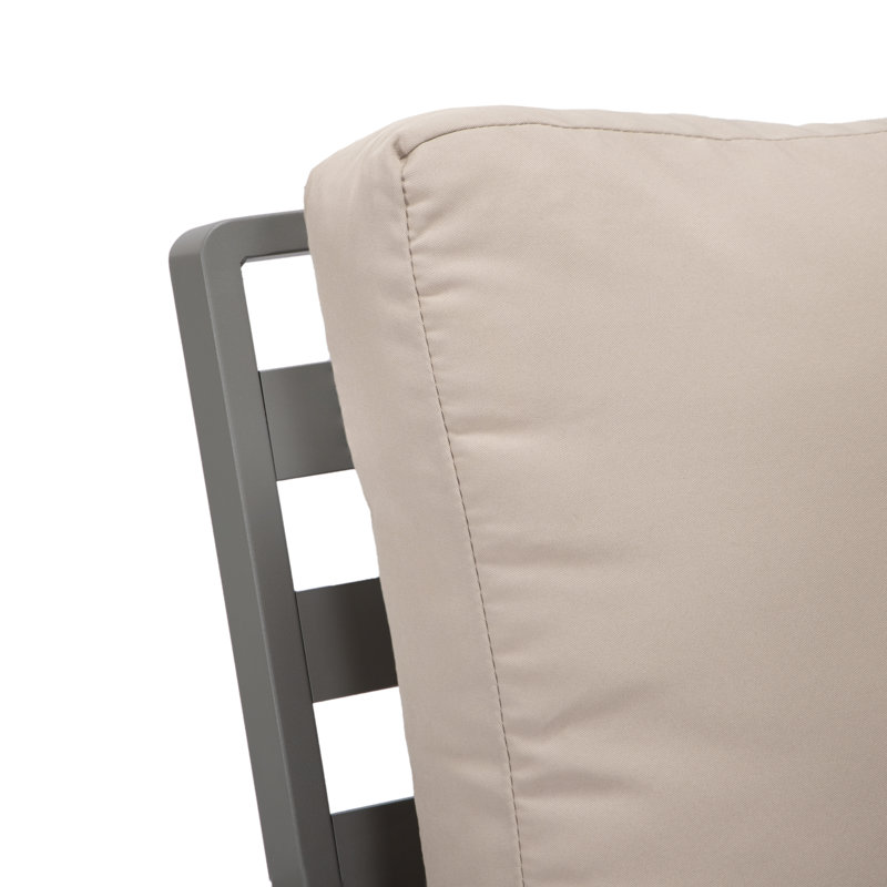 Causeuse d'extérieur de 56,69 po de largeur avec coussins, gris, gris