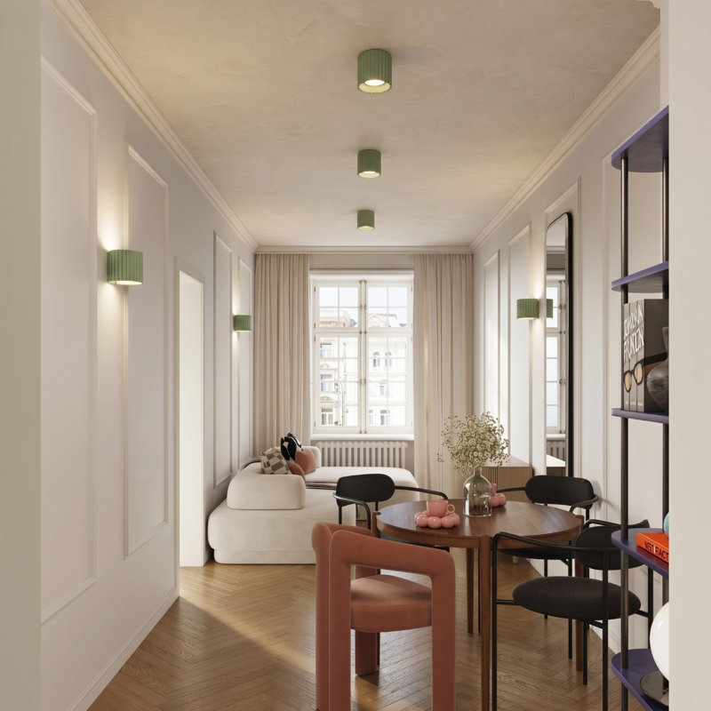 Aura Aluminium Flush Mount, Sage, 21x10x12 cm, 2 Lights