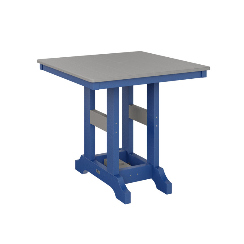 Garden Classic Outdoor Square Bar Table, Pacific Blue, Light Gray, 35.5" H x 33" W x 33" D