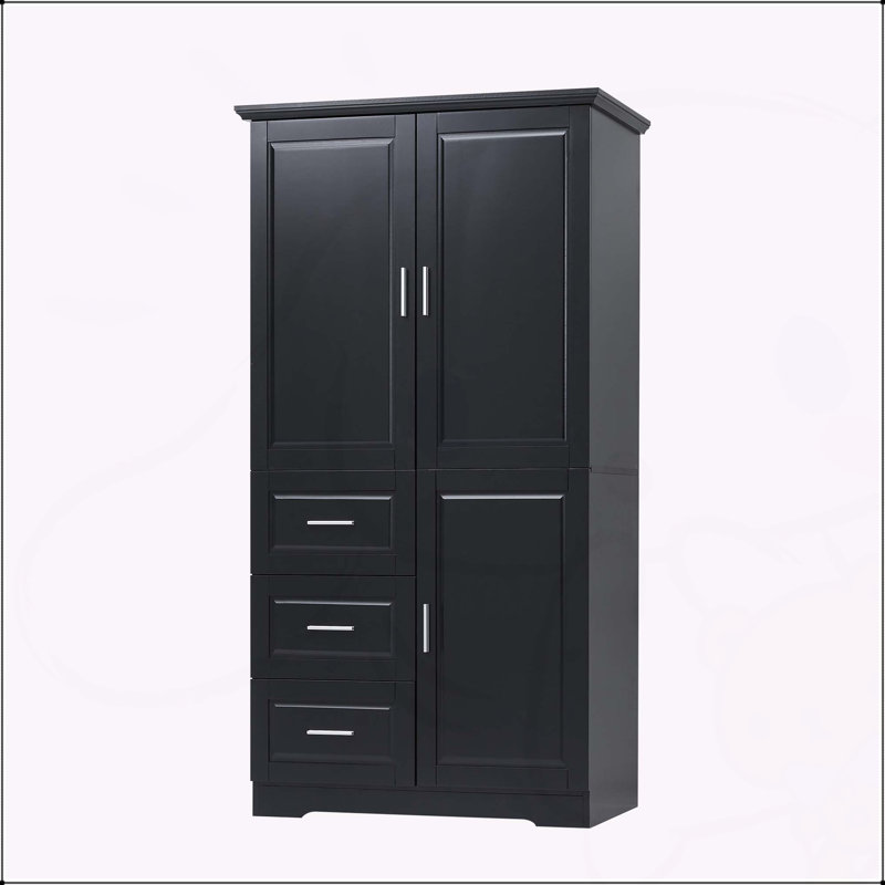 Armoire de rangement polyvalente avec plusieurs compartiments pour divers espaces, Noir