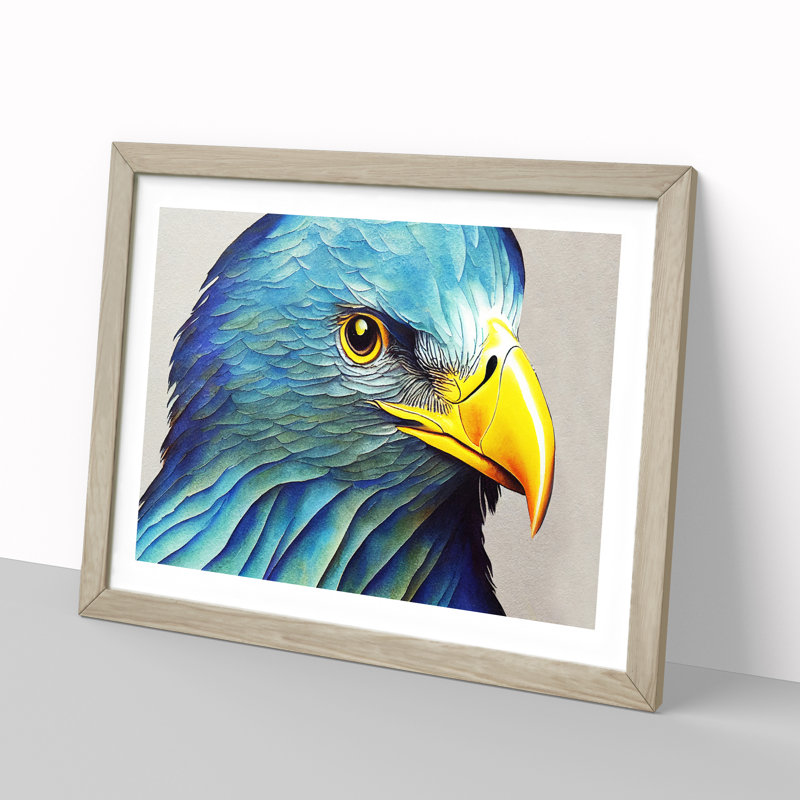Eagle Bird Watercolour Vol.5 - Single Picture Frame Painting, 25cm H x 34cm W x 2cm D, Oak Framed