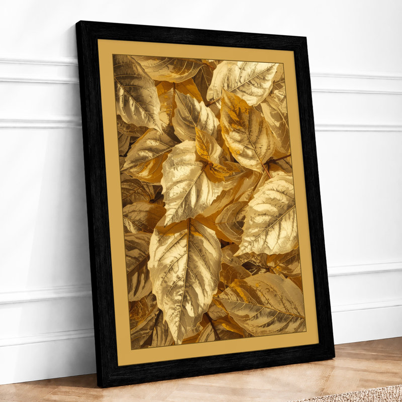 Gilded Leaves Botanical - Framed Print, A3 - 42.0 x 29.7 cm, Black