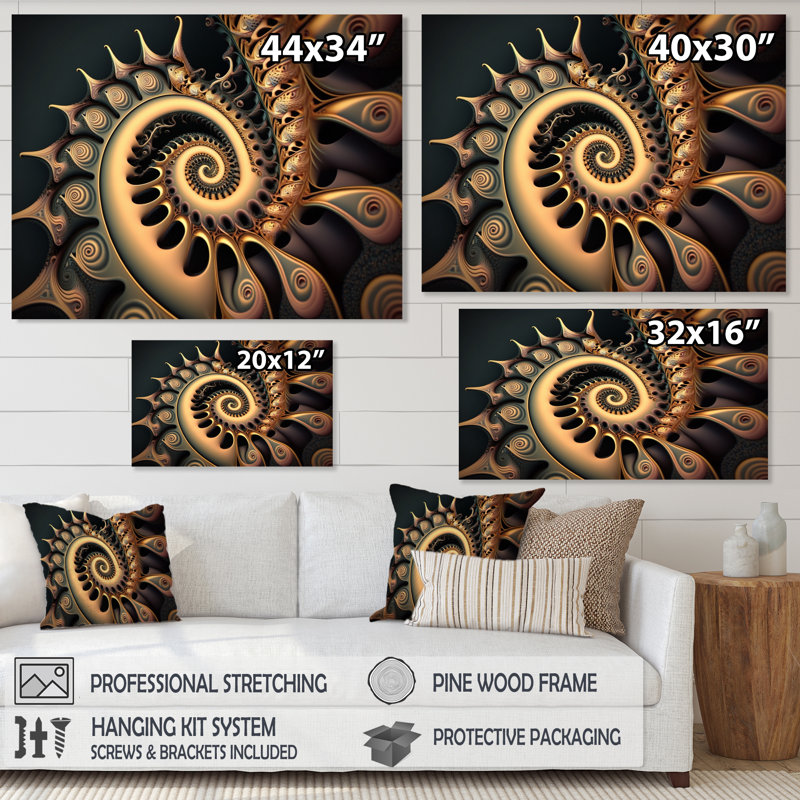 Golden Fractal Bliss IV - reproduction sur toile, H 34 po x l 44 po x P 1,5 po, Toile tendue