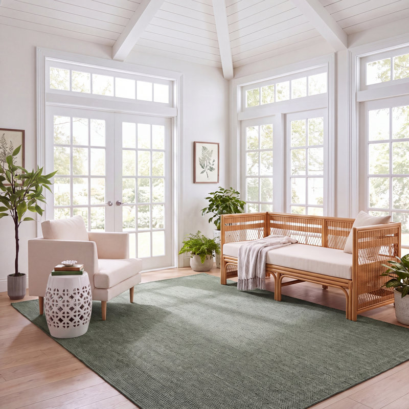 Tapis intérieur / extérieur vert Brihana 260, Rectangle 3' x 5'