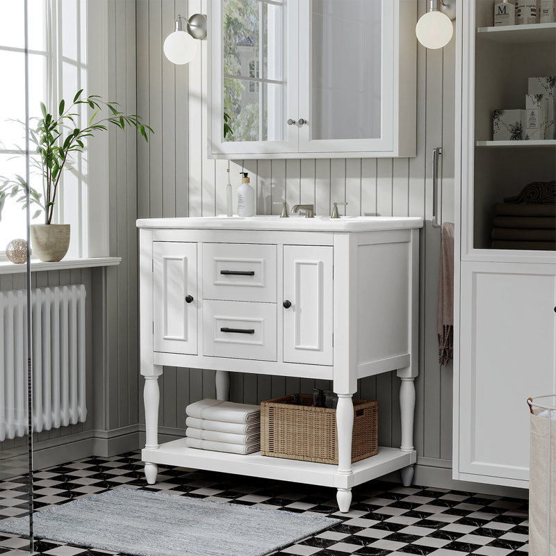 Meuble-lavabo simple Deimy, Blanc
