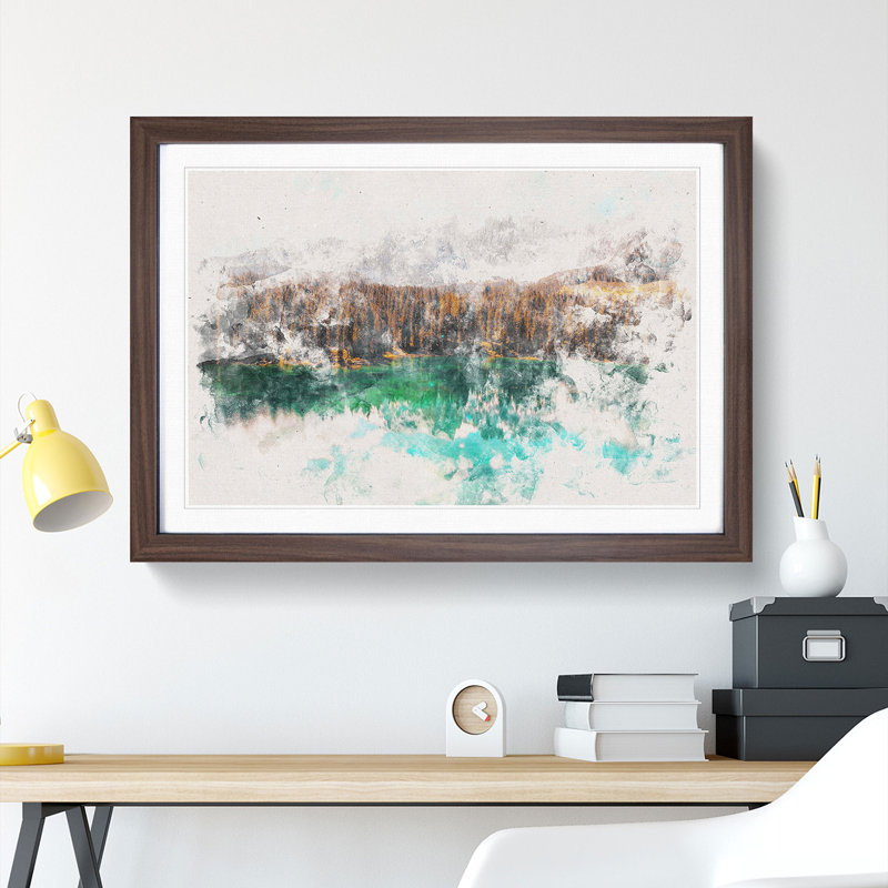 Mountain View Reflection - Framed Print, Walnut Framed, 33cm H x 45cm W x 2cm D