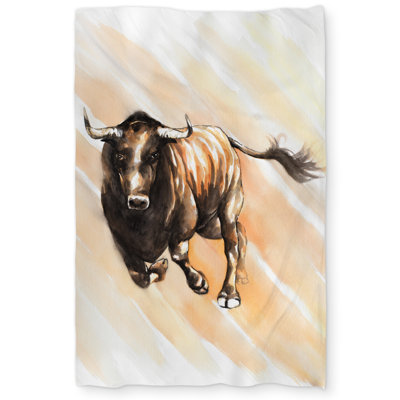 Bull Running Watercolor Duvet Cover | Farm Animals Man Cave