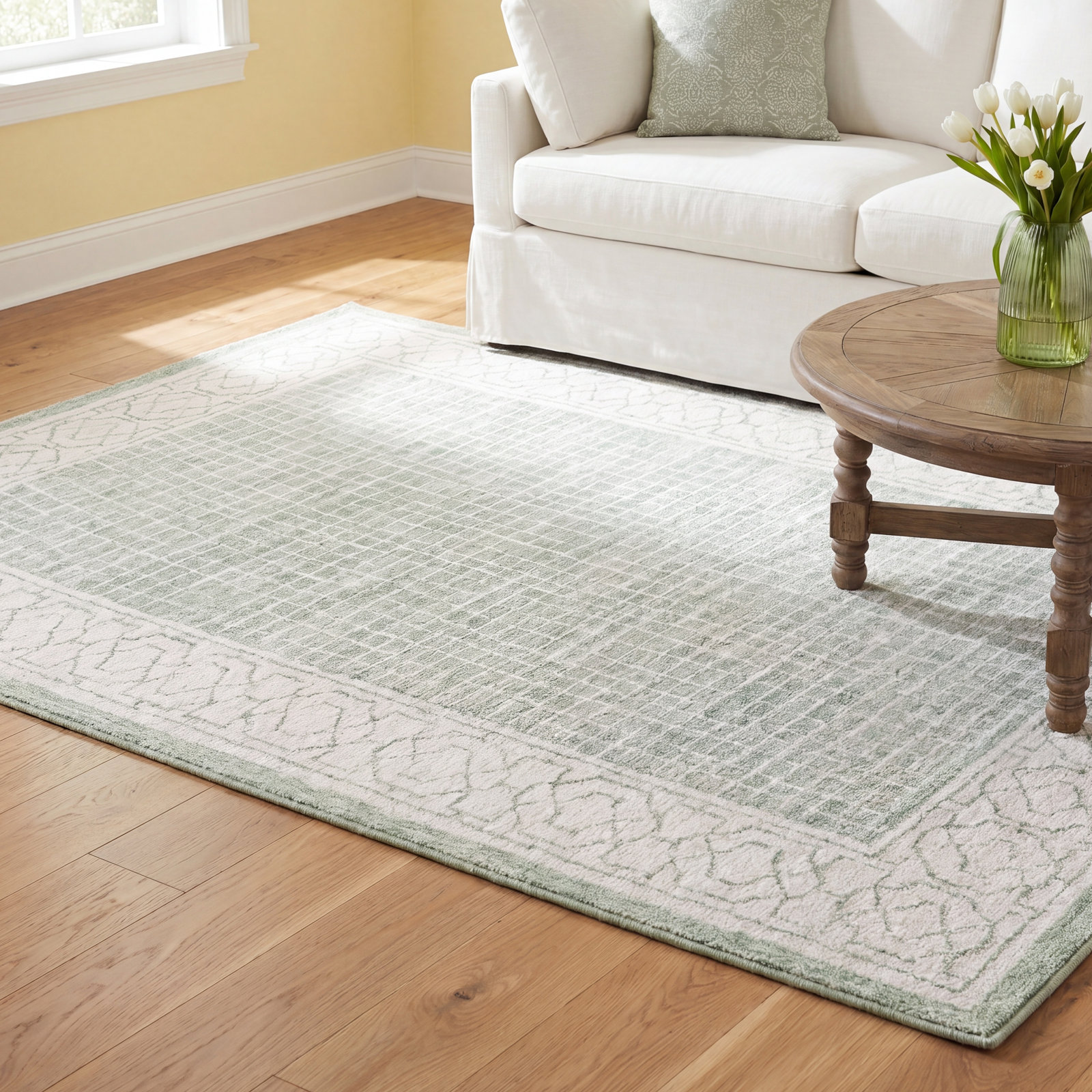 Ebony 278 Hand Tufted Indian Wool Pile Geometric Rug, Round 6'