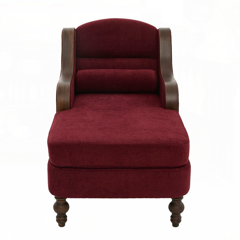 Canapé-lit en tissu avec méridienne et assise large rembourrée pour le salon, la chambre à coucher, Rouge vin