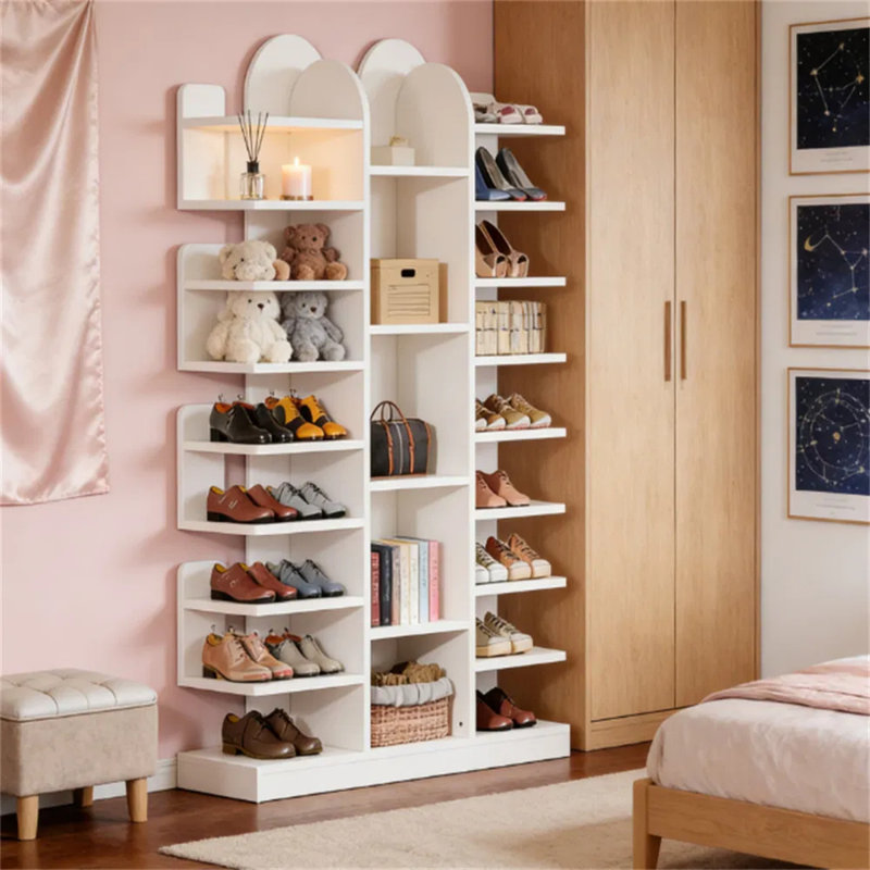 Étagère à chaussures blanche indépendante, ensemble anti-basculement anti-basculement élégant et minimaliste, pour étagère à chaussures de salon d'entrée de chambre à coucher