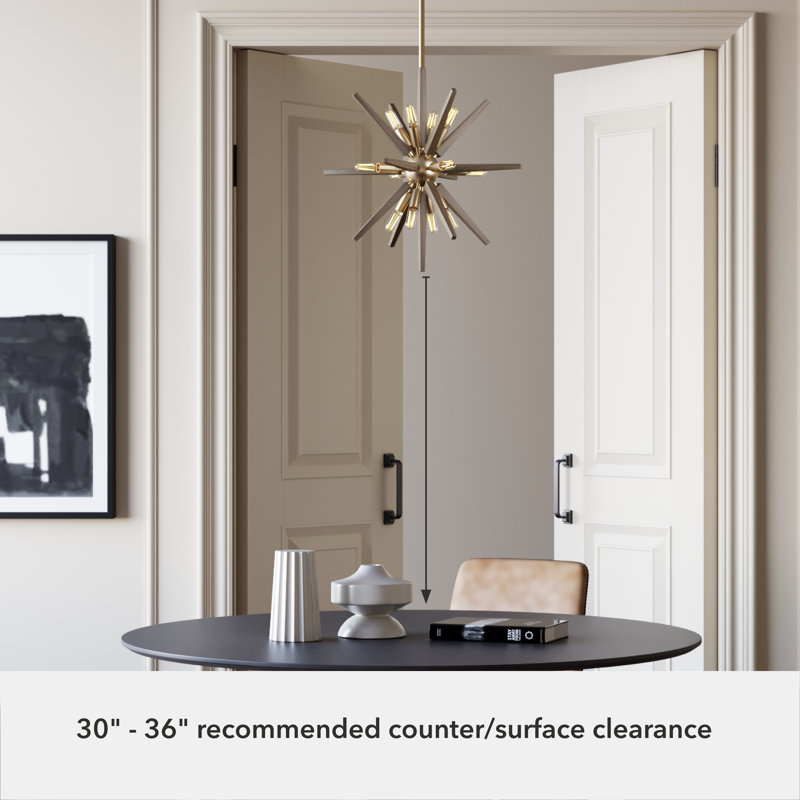 Luminaire suspendu sphérique Spoutnik 12 lumières Jupiter Star, Or Alturas, H 18,75 po x l 18,75 po x P 18,75 po