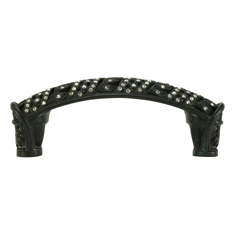 HAMPTON 3-1/2" CENTER TO CENTER PULL DECORATED WITH CLEAR SWAROVSKI CRYSTALS IN MATTE BLACK PLATE