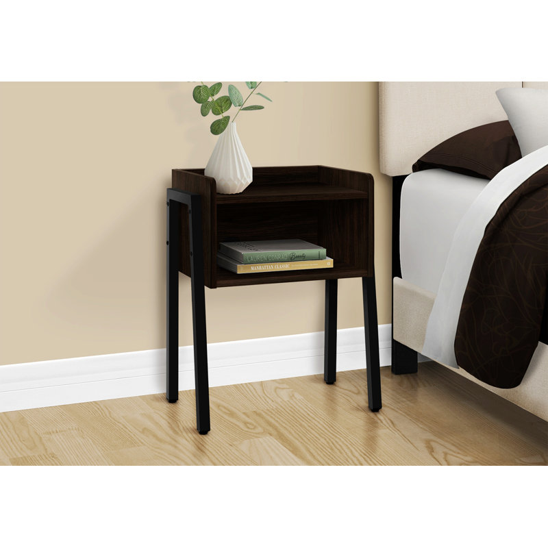 Elegant Nightstand, Nightstand, Accent Table, Small End Table With Open Storage Cabinet, Espresso/Black