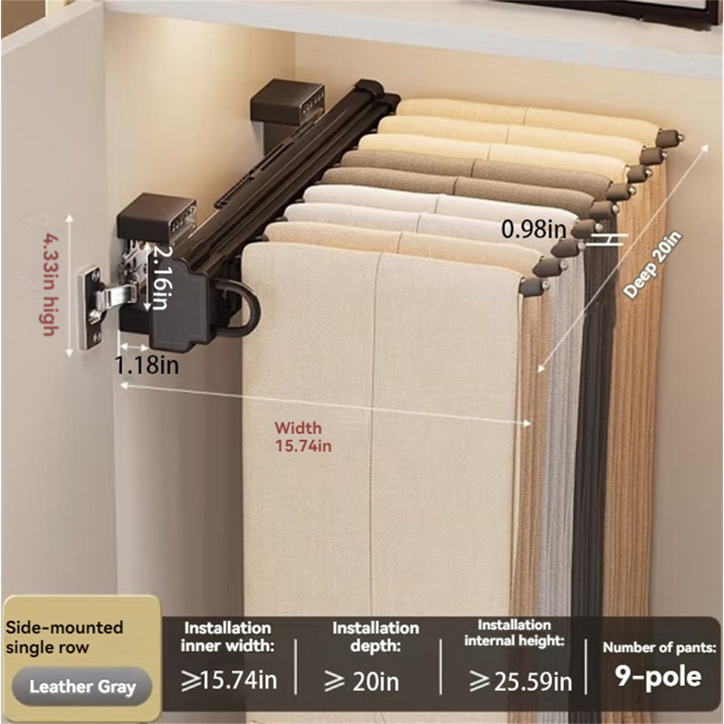 Slidesmart Single-Row Side-Mounted Pants Rack