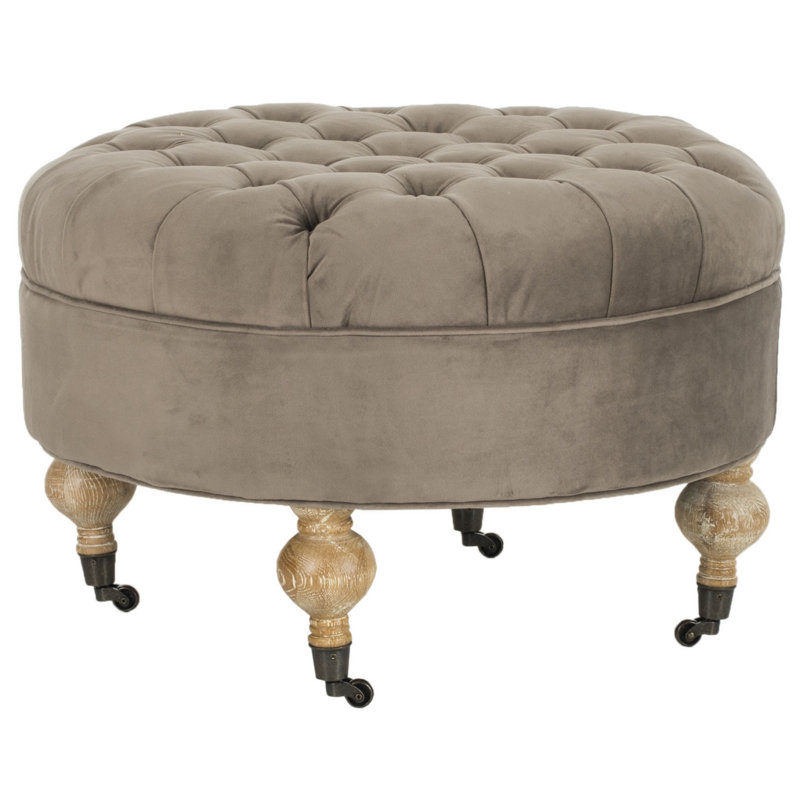 Repose-pieds 27,2 po Ronni, Velours taupe champignon