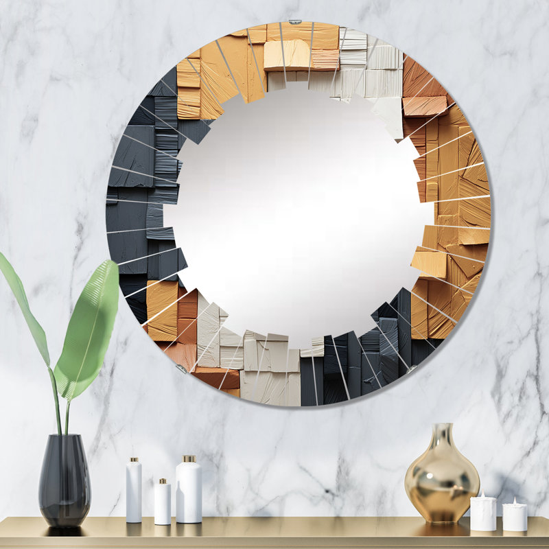 Serifos - Miroir mural moderne rond, 32 po x 32 po