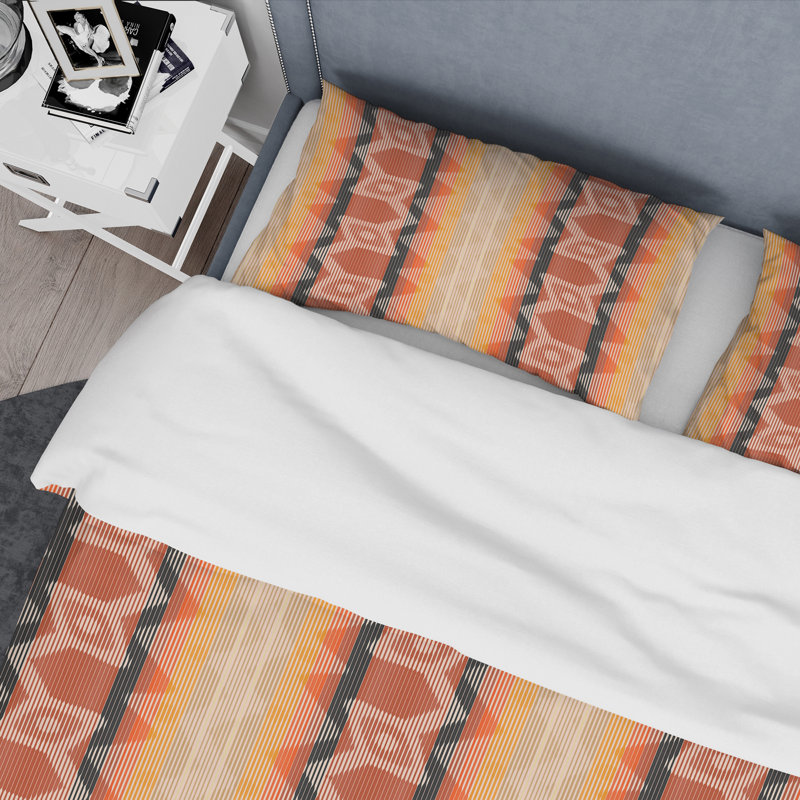 OrangeStriped Pattern Polyester Striped Duvet Cover