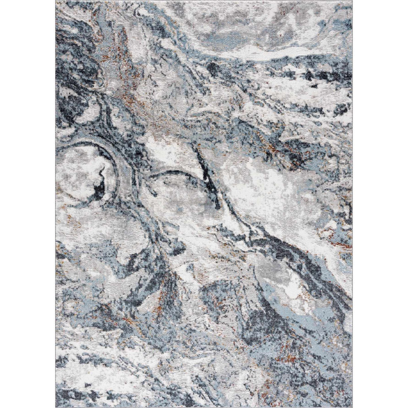 Tapis bleu / beige Charley-May, Rectangle 9 pi 2 po x 12 pi