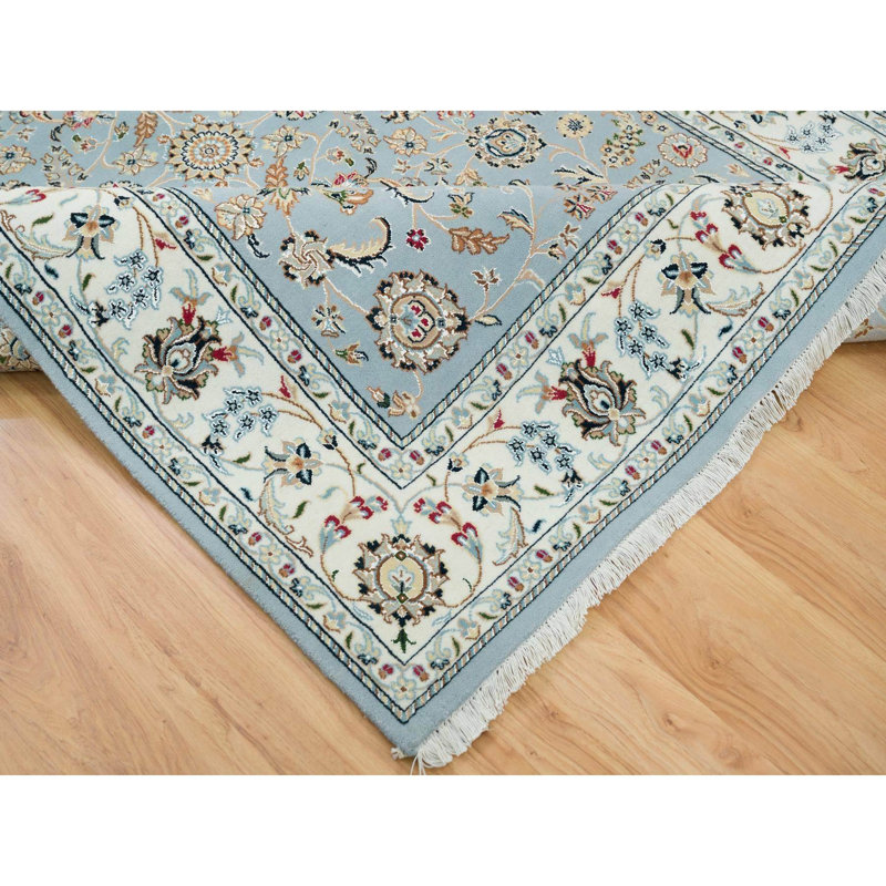 Tapis oriental bleu clair en laine noué à la main 250 KPSI 6 pi x 9 pi 2 po 9E14C5C39CE5455D805F057670424CF3