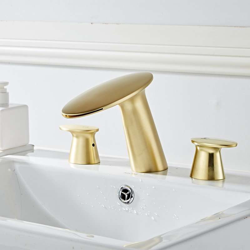 Widespread 2-handle Bathroom Faucet with Drain Assembly, Matte Gold