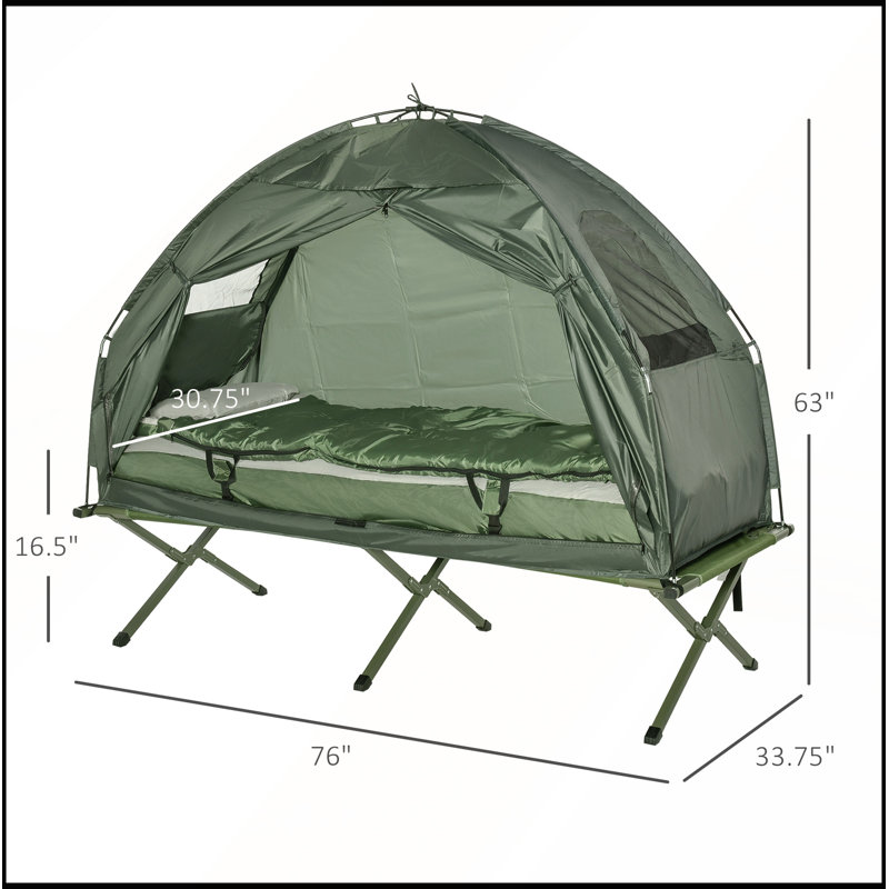 Lits de camping tout-en-un pliables avec tente, matelas gonflable et sac de couchage
