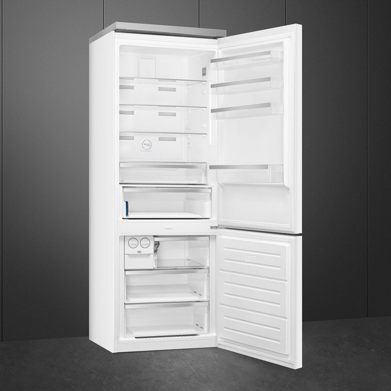 SMEG Portofino 27.7" Bottom Freezer Refrigerator 16.26 cu. ft., Left Handed, White