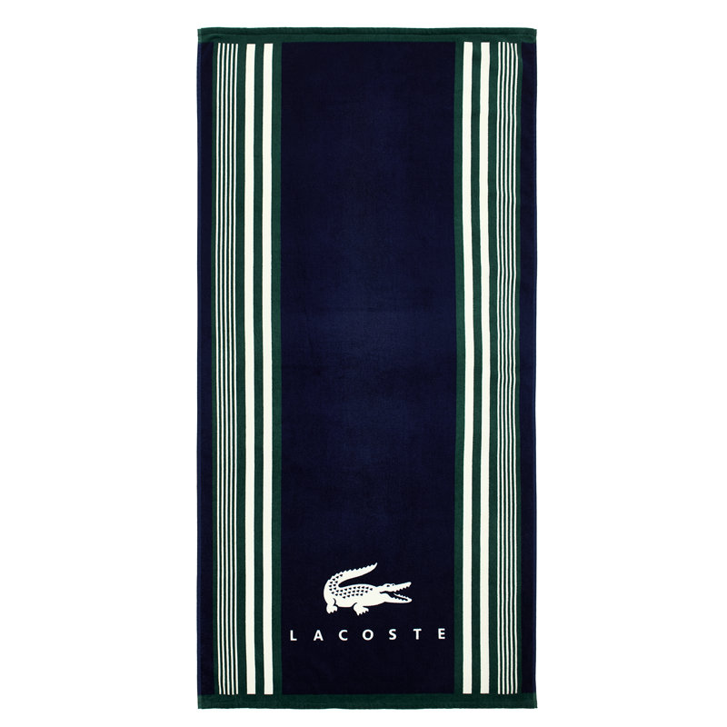Lacoste Oversized Cotton Beach Towel 36x72, OKI Navy