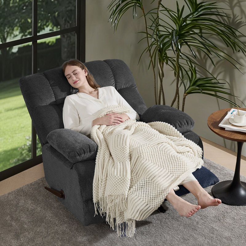 Cocalico 39" Wide Glider Manual Recliner Chair, Gray Polyester