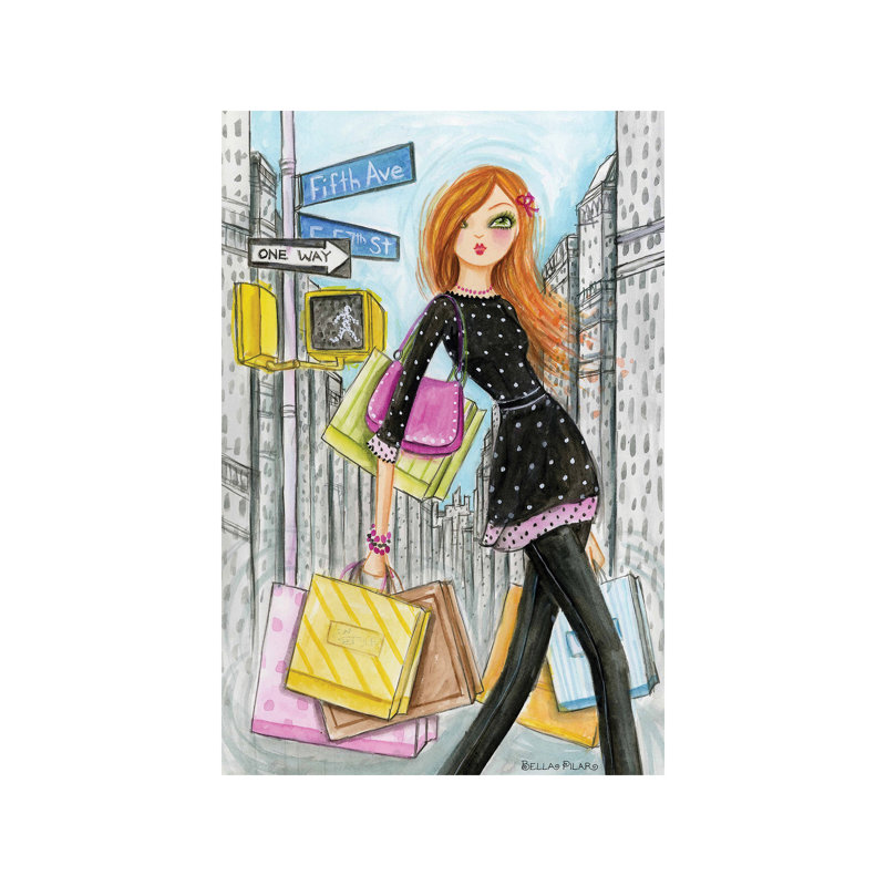 NYC Shopping Fifth by Bella Pilar - No Frame Painting on Canvas, 66.04 cm H x 45.72 cm W x 3.175 cm D